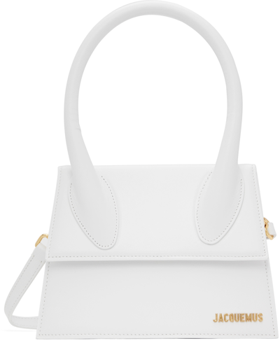 Jacquemus Le Grand Chiquito Leather Top Handle Bag In 100 White