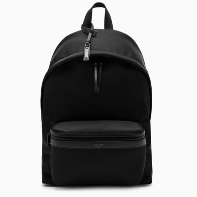 Saint Laurent Black Leather-trim City Backpack