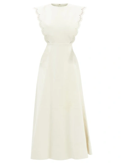 chinese dress ladies Alice + Olivia Miranda Faux-Leather Midi-Dress in Off White main image 0
