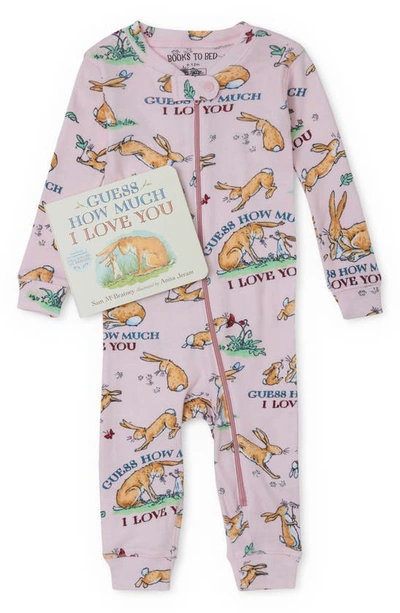 Books To Bed Babies' 'guess How Much I Love You' Fitted One-piece Pajamas & Book Set In Pink