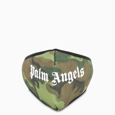 Palm Angels Mask With Camouflage Print In Green
