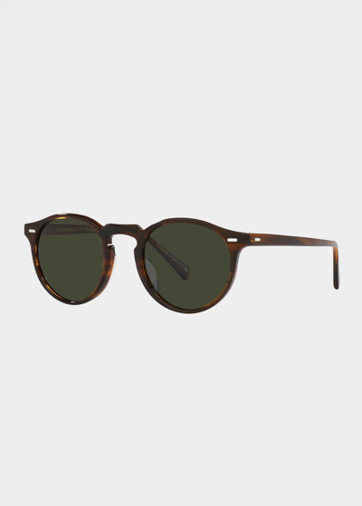 Oliver Peoples Riley 0ov5004su 1005p1 Round Polarized Sunglasses In Green