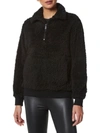 Marc New York Women's Modern-fit Faux Shearling Quarter-zip Pullover In Black