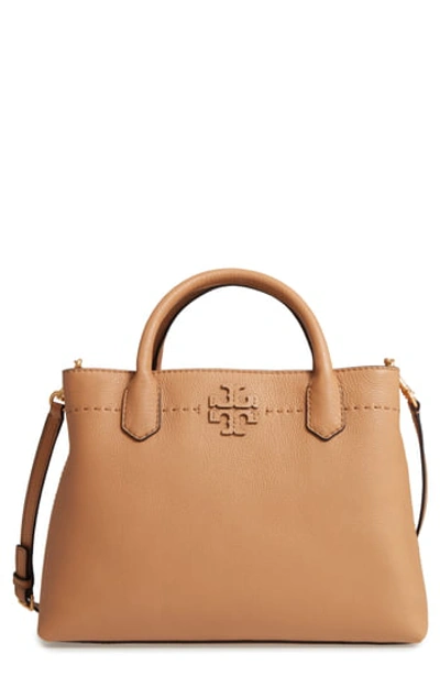 Tory Burch Mcgraw Triple Compartment Leather Satchel In Baguette/gold
