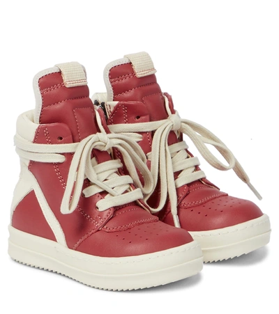 靴 Rick owens geobasket red milk Rick Owens Kids' Geobasket High-top Sneakers In Carnelian