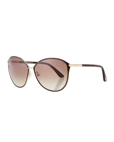 Tom Ford Penelope Metal Butterfly Sunglasses In Brown