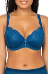 Curvy Couture Tulip Lace Balconette Bra In Sapphire