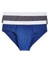 Hanro Stretch Cotton Essential Briefs, Pack Of 2 In Ferminate Blue/coal