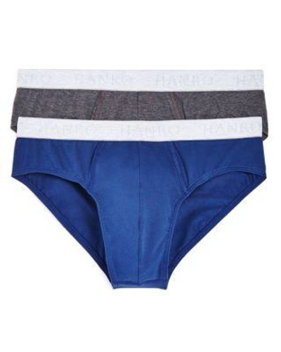 Hanro Stretch Cotton Essential Briefs, Pack Of 2 In Ferminate Blue/coal