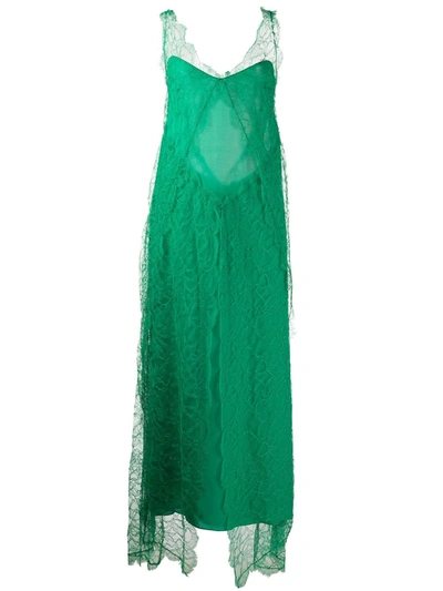 Khaite Women's Ash Lace-detailed Georgette Maxi Dress In Black,green