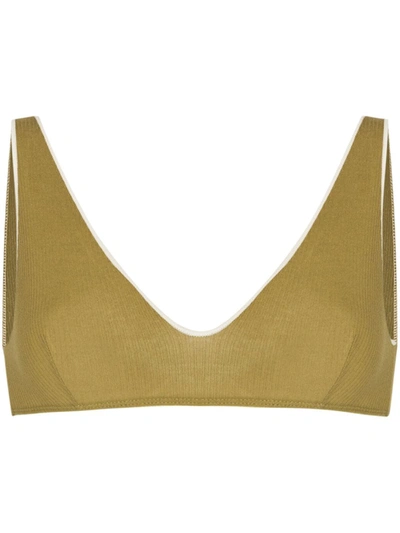Baserange Pam Ribbed Soft Cup Bra In Green