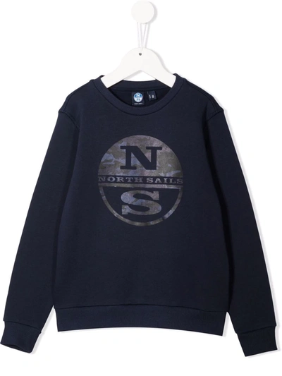North Sails Teen Logo-print Organic Cotton Sweatshirt In Black