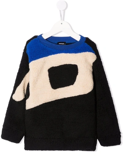 Diesel Teen Logo-print Fleece Sweatshirt In Black