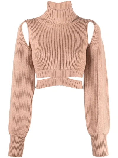 Adamo Ribbed-knit Roll-neck Jumper In Pink