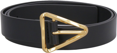 Bottega Veneta Triangle-buckle Leather Belt In Black