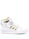 Adidas Originals Adidas Women's Originals Forum Mid Casual Sneakers From Finish Line In Cloud White/matte Gold/beige Tone