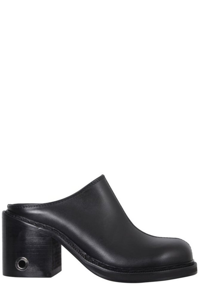 Sunnei Leather 95mm Heeled Mules In Black
