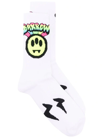 Barrow White Cotton Socks With Logo