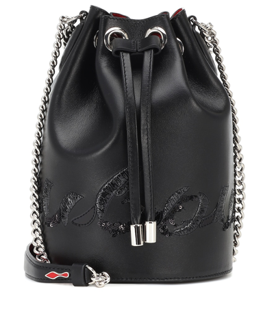 Christian Louboutin Marie Jane Embellished Leather Bucket Bag In Black