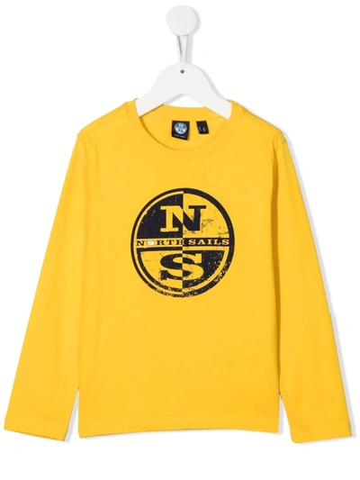 North Sails Kids' Logo-print T-shirt In Yellow
