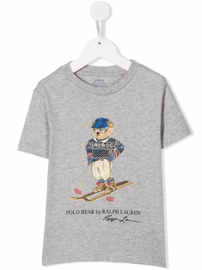Ralph Lauren Kids' Polo Bear Print T-shirt In Grey