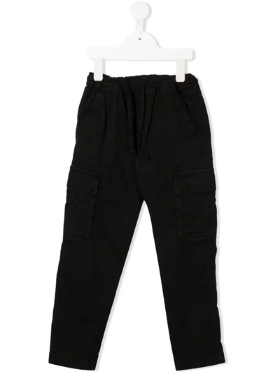 North Sails Kids' Drawstring-waist Cargo Trousers In Black