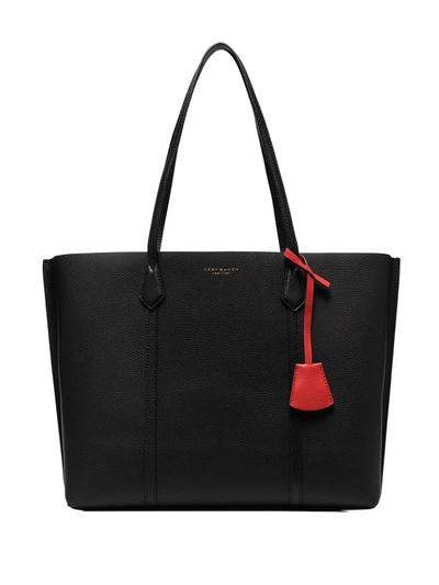 Tory Burch Perry Leather Tote In Black/gold