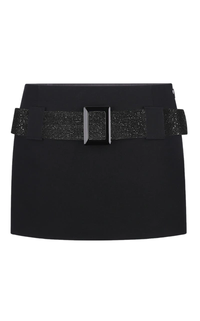 Nué Mini Skirt With Rhinestone Belt In Black