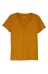 Madewell Whisper Cotton V-neck T-shirt In Antique Gold