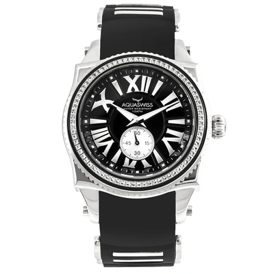 Aquaswiss Men's Swissport A Silicone Strap Watch In Black,silver