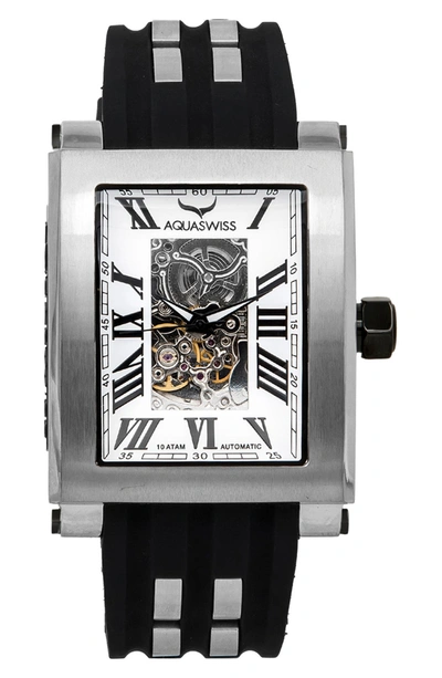 Aquaswiss Xg Automatic Silicone Strap Watch, 44mm X 59.5mm In Black