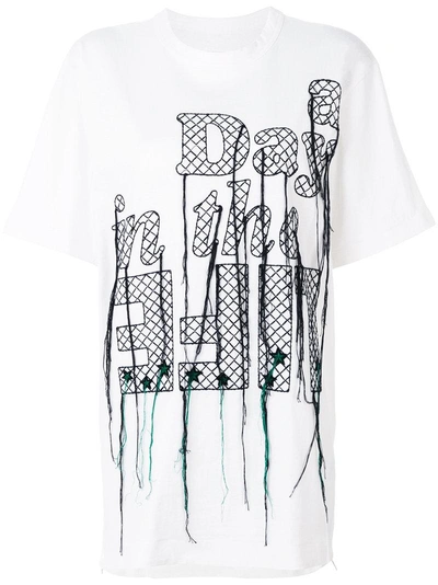 Sacai Embroidered T In White
