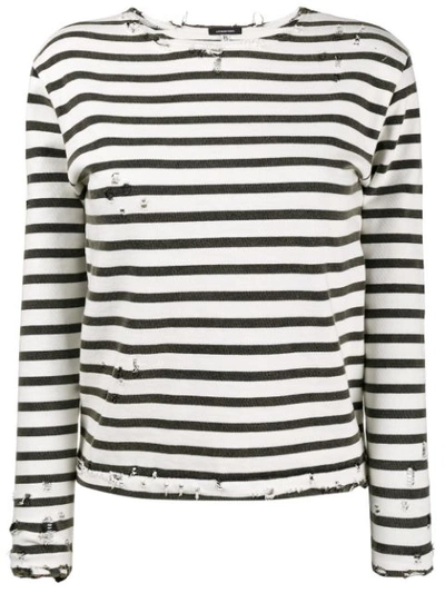 R13 Striped Long Sleeve T-shirt In White