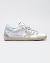 Golden Goose Superstar Leather Upper And Heel Suede Star And Spur Cream Sole Sneakers In White/ice