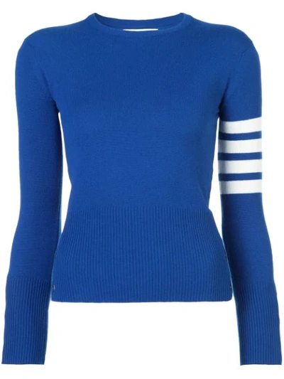 Thom Browne Cashmere Classic Crew Neck Pullover In Blue