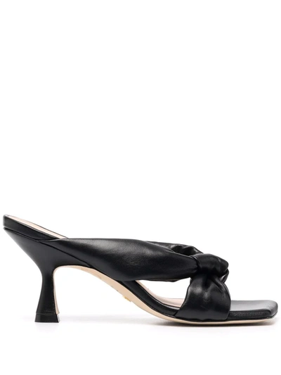 Stuart Weitzman Playa Knot Kitten-heel Sandals In Black