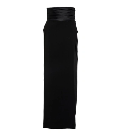 Monot High Waisted Side Slit Maxi Skirt With Waistband Black