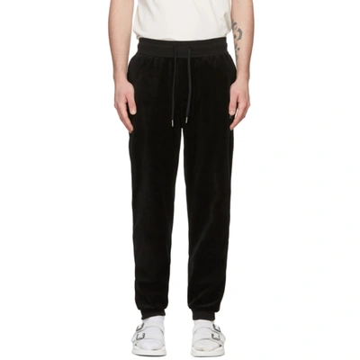 Hugo Boss Loungewear Pants In Cotton-blend Velour With Logo Embroidery In Black