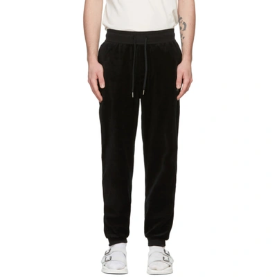 Hugo Boss Loungewear Trousers In Cotton-blend Velour With Logo Embroidery In Black