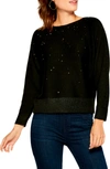 Nic And Zoe Nic+zoe Falling Stars Kimono Sleeve Sweater In Black Onyx