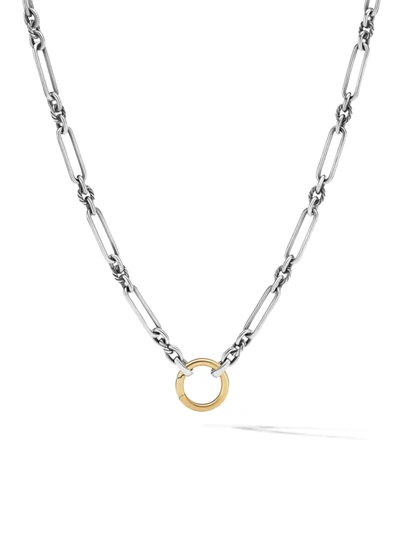 David Yurman 4.5mm Lexington Amulet Vehicle Necklace In Silver And 18k Gold