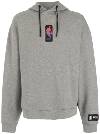Boss x NBA Men's NBA Logo Hoodie Sweatshirt - Medium Grey - Size XXL