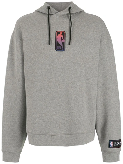 Hugo Boss Boss X Nba - Logo Print Hoodie In Grey