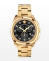 Versace Geo Chrono Ip Yellow Gold Chronograph Bracelet Watch In Gold/black