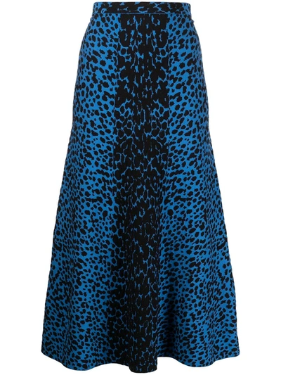 Proenza Schouler White Label Dot Jacquard Knit Midi Skirt In Violet Blue/black