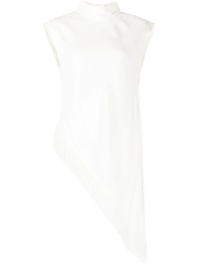 Proenza Schouler Textured Fringe Crepe Top In Off White