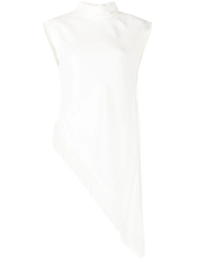 Proenza Schouler Textured Fringe Crepe Top In Off White In Off White