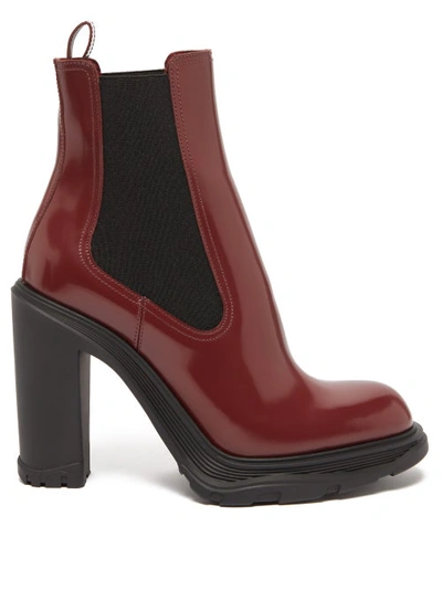 Alexander Mcqueen Tread-sole Patent-leather Ankle Boots In Red