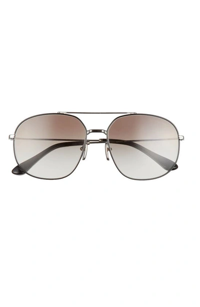 Prada 58mm Gradient Pilot Sunglasses In Black Gunmetal