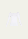 Majestic Long Sleeve Boatneck Tee In Blanc